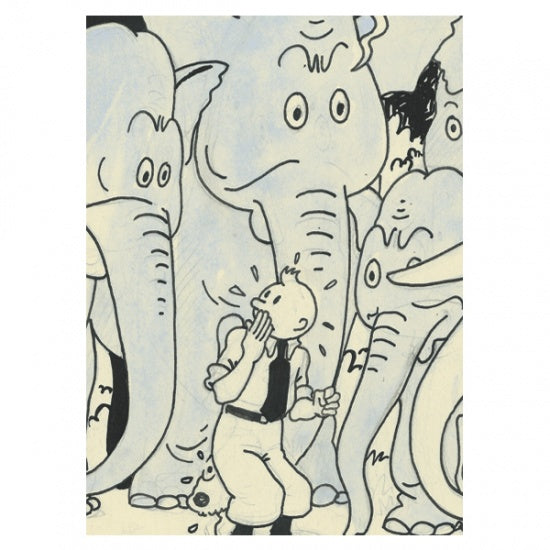 TINTIN: "ELEPHANTS!" - bloc-notes A6