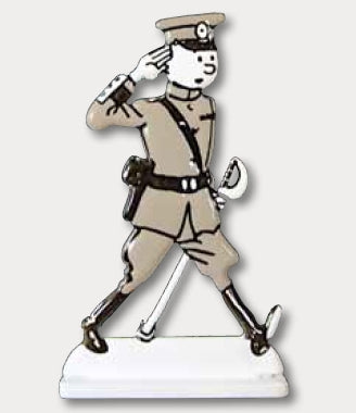 TINTIN: TINTIN OFFICIER - figurine 'relief' en métal 5.5 cm