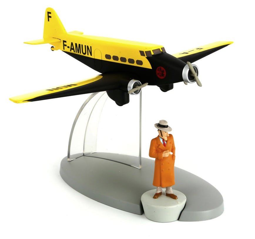 TINTIN: EN AVION TINTIN #20, L'AVION AIR FRANCE "L'oreille cassée" & RAMON - modèle réduit 8 cm + figurine 4.5 cm