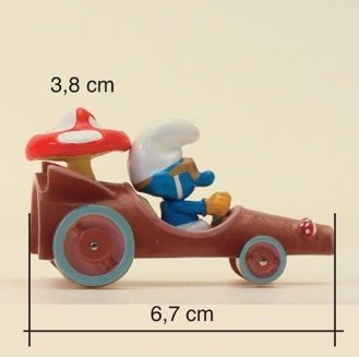 Figurine Pixi Les Schtroumpfs, le code de la route : le Schtroumpf appuie sur le champignon 6478