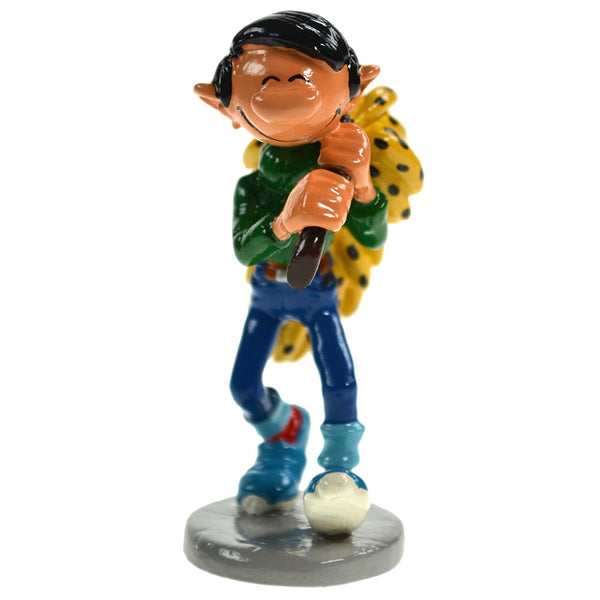 GASTON LAGAFFE: GASTON PORTANT UN REGIME DE BANANES - figurine métal 6.5 cm