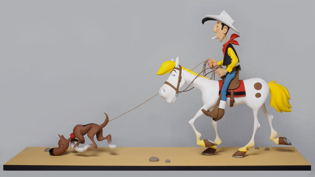 Figurine de collection Lucky Luke: Lucky Luke, Jolly Jumper et Rantanplan "Sur la piste des Dalton", Fariboles exclusivité La Marque Zone 2016 (lmz014)
