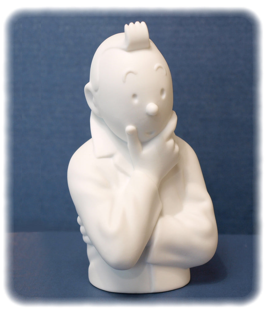 TINTIN: TINTIN PENSE, version "mate" - buste en porcelaine 12.5 cm