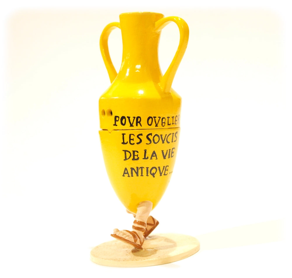 ASTERIX: AMPHORE PUBLICITAIRE JAUNE - figurine métal 12 cm