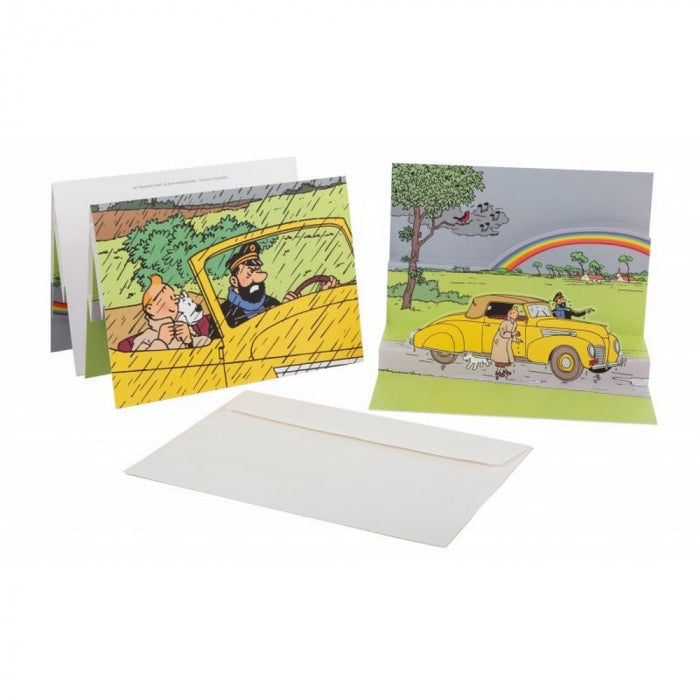 carte postale pop-up Tintin les 7 boules de cristal + enveloppe 17 x 23 cm (51015)