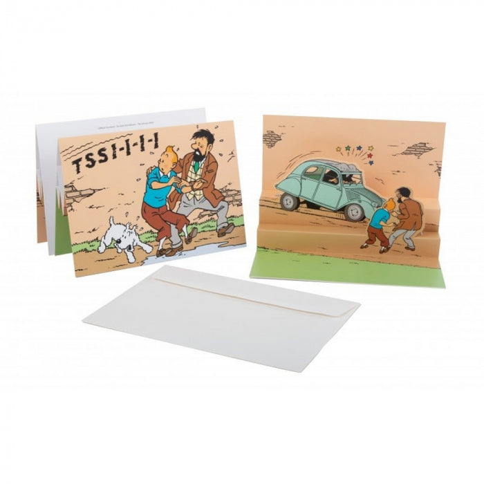 carte postale pop-up Tintin l'affaire Tournesol + enveloppe 17 x 23 cm (51013)
