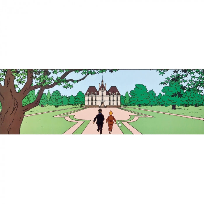 carte postale double Tintin le château de Moulinsart + enveloppe 10.5 x 29.7 cm (31174)