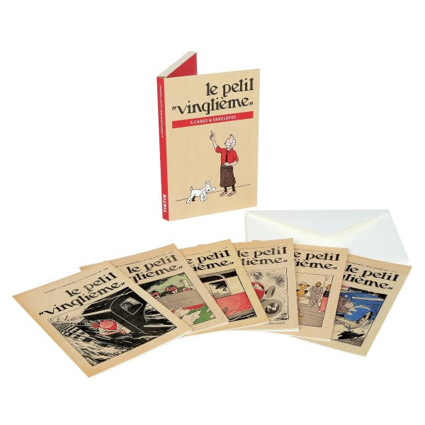 TINTIN: LE PETIT VINGTIEME - set de 6 cartes postales + enveloppes