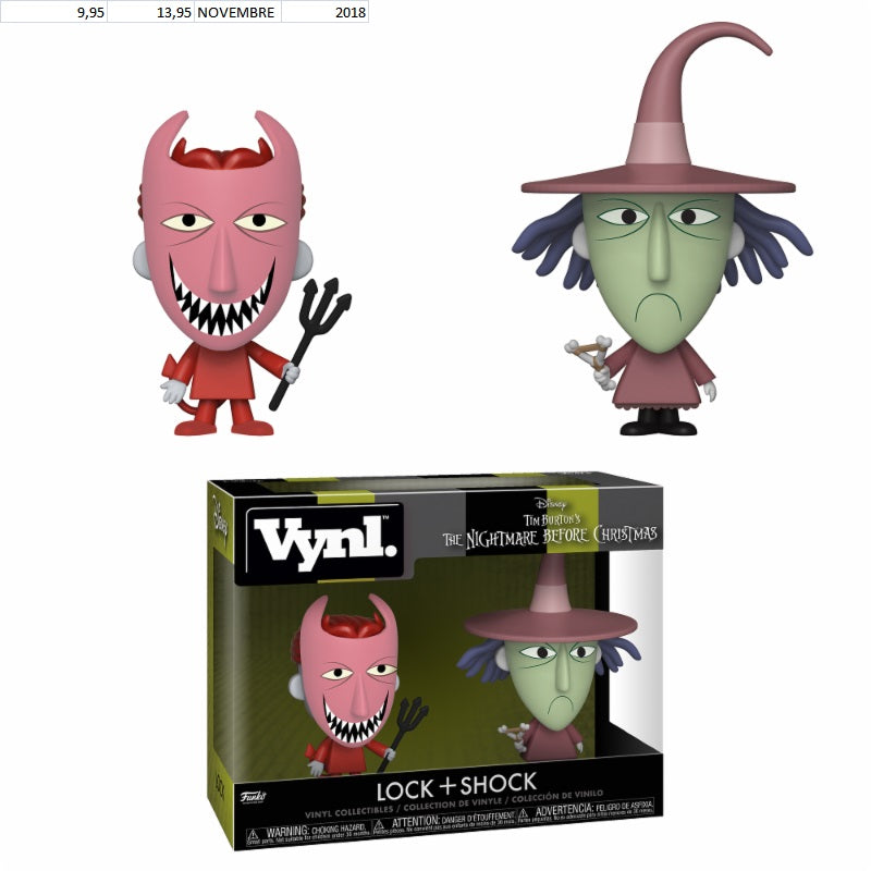 L'ETRANGE NOEL DE MR. JACK: LOCK + SHOCK, FUNKO VYNL - coffret de 2 figurines vinyl 10 cm