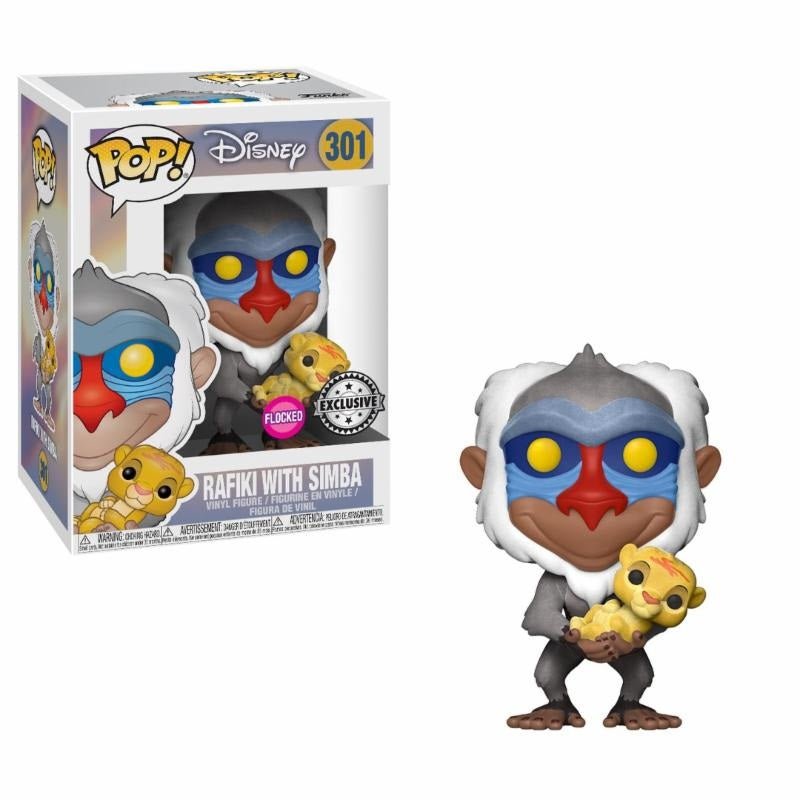 Figurine Funko Pop Rafiki with Simba Flocked Exclusive 301 Le Roi Lion Lion King 24570 La Marque Zone