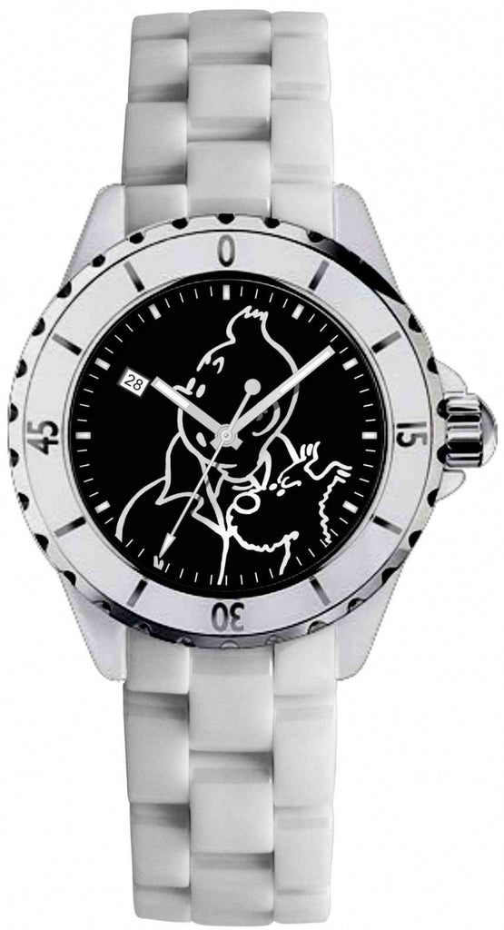 TINTIN - montre avec bracelet en céramique 'blanche'