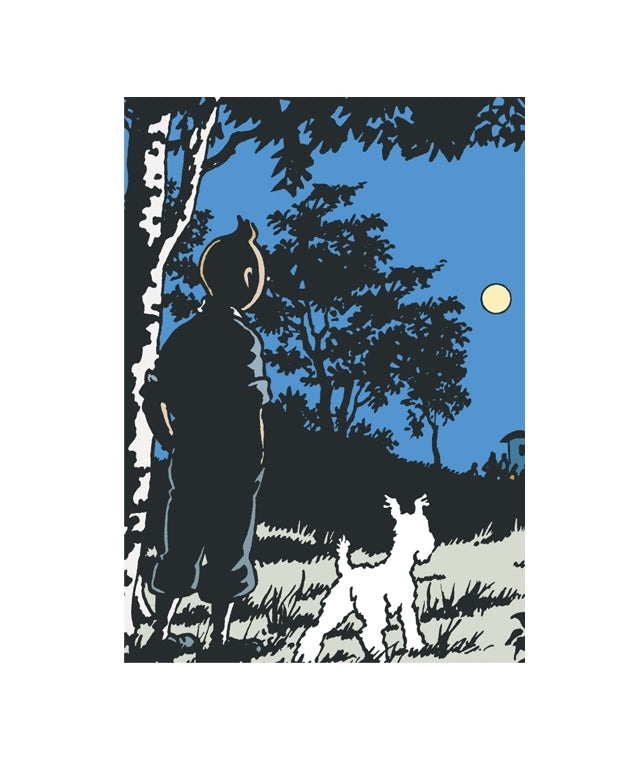 TINTIN: "LUNE" - cahier A5 agraphé quadrillé