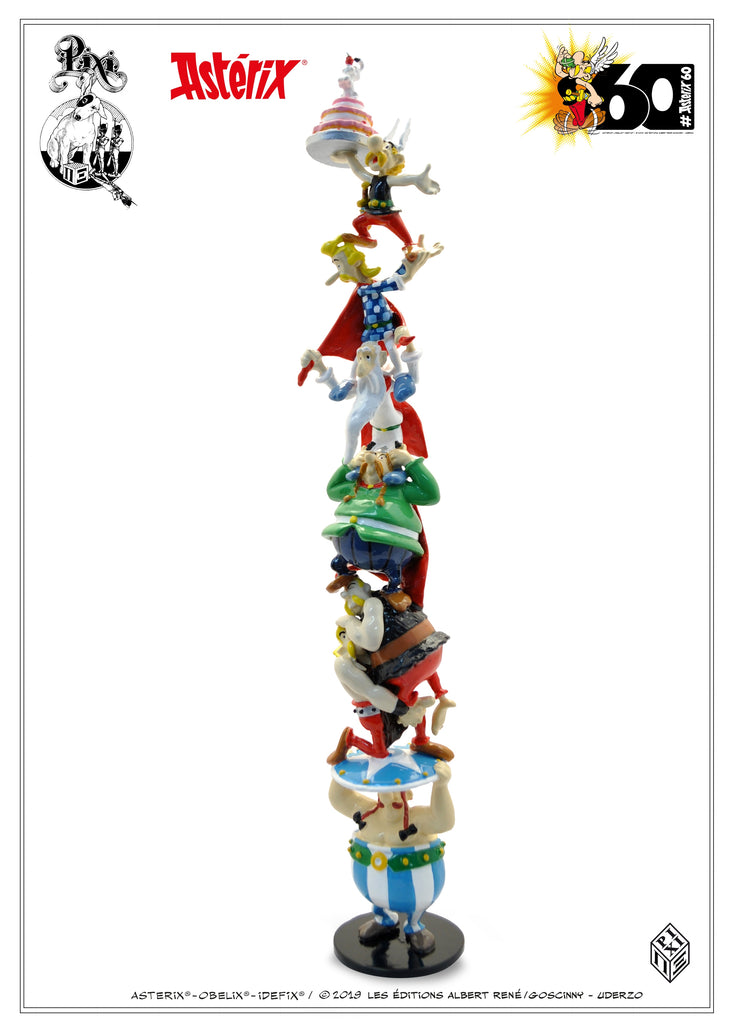 ASTERIX: LA COLONNE ASTERIX, PIECE COMMEMORATIVE 60 ANS D'ASTERIX (version polychrome) - figurines en métal 30 cm