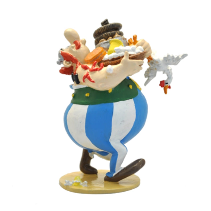 ASTERIX: OBELIX PORTANT DE LA CONFITURE, DU POIVRE,... - figurine en métal