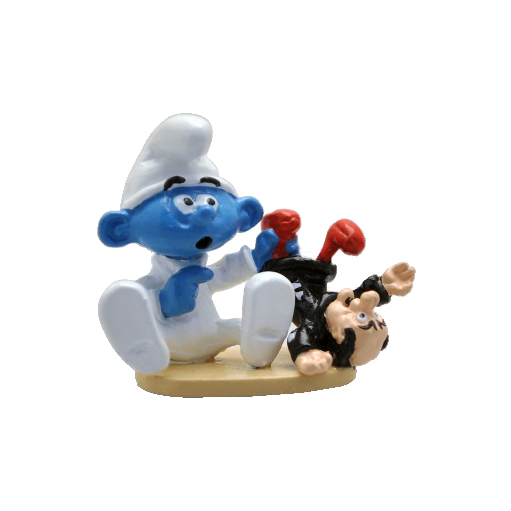 LES SCHTROUMPFS: LE BEBE SCHTROUMPF ET SA POUPEE GARGAMEL, COLLECTION ORIGINE III - figurine métal