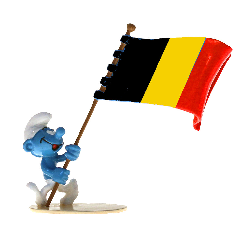 LES SCHTROUMPFS: LE SCHTROUMPF PORTE-DRAPEAU BELGE, COLLECTION ORIGINE III - figurine métal