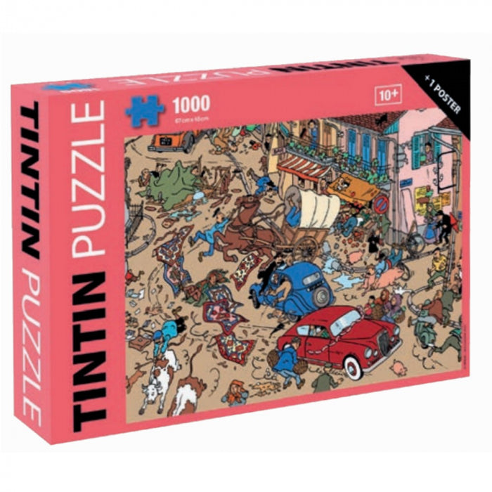 Puzzle Tintin accident sur la place 1000 pièces 67 x 48 cm + poster (81554)