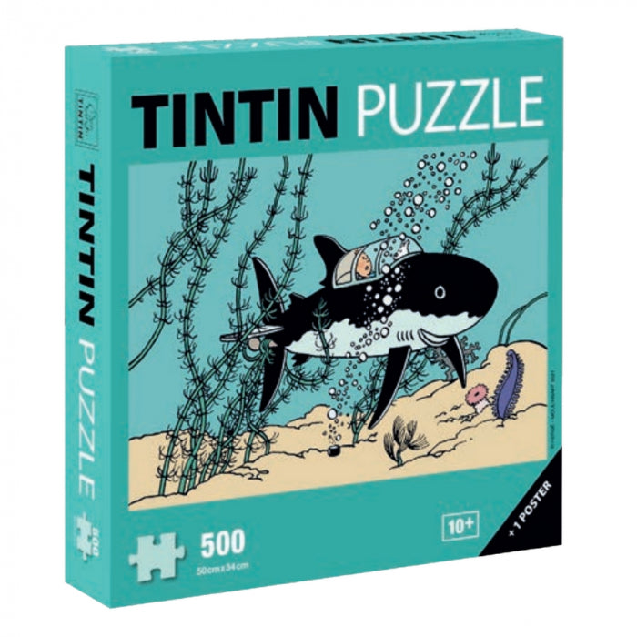 Puzzle Tintin le sous-marin requin 500 pièces 50 x 34 cm + poster
