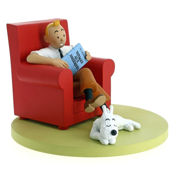 Figurine Tintin & Milou dans le fauteuil rouge, Collection "LES ICONES" Tintinimaginatio (46404)