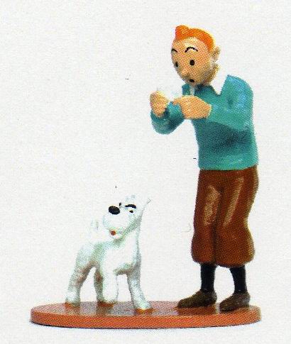 TINTIN: TINTIN & MILOU 'CARTE DE VISITE RACKHAM' - figurine métal