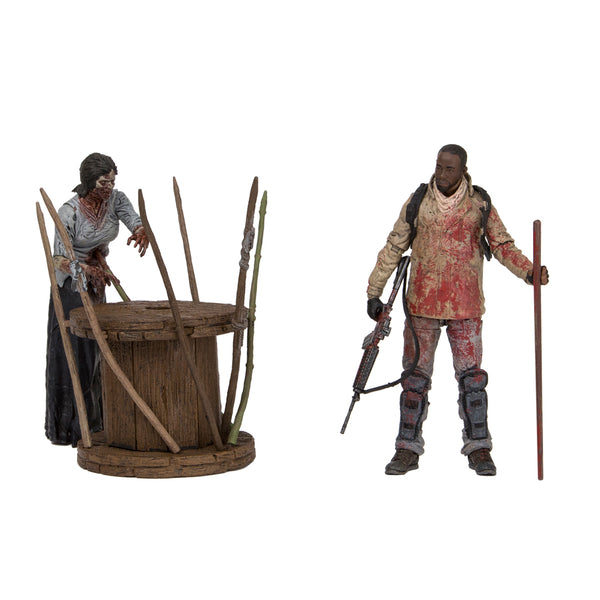 THE WALKING DEAD (TV): MORGAN with IMPALED WALKER - figurines articulées 13 cm (série 8)